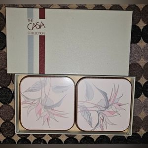 Vintage THE CASA COLLECTION  Birds Of Paradise Coasters Set in Original Box